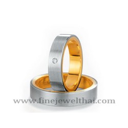 แหวนทองคำขาว แหวนเพชร แหวนคู่ แหวนคู่แต่งงานRWG20( Two ring)