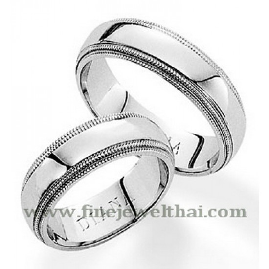 แหวนคู่-แหวนทองคำขาว-แหวนเกลี้ยง-แหวนหมั้น-แหวนแต่งงาน-RWG37 (Two ring)