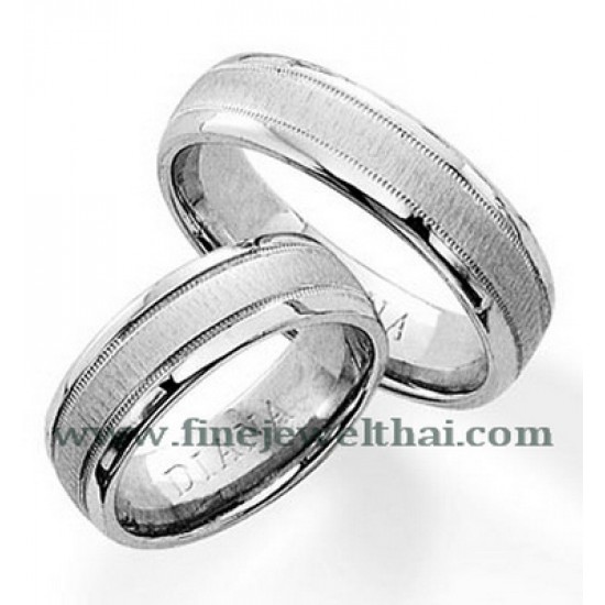 แหวนคู่-แหวนทองคำขาว-แหวนเกลี้ยง-แหวนหมั้น-แหวนแต่งงาน-RWG38 (Two ring)