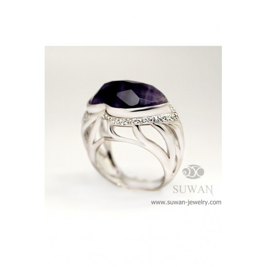 แหวนอะเมทิสต์-แหวนเงิน-แหวนพลอยแท้-แหวนประจำเดือนเกิด-เพชรcz-SWR010-Amt