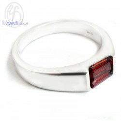 แหวนโกเมน-แหวนเงินแท้-แหวนพลอยแท้-แหวนพลอยประจำราศี- R1004gm
