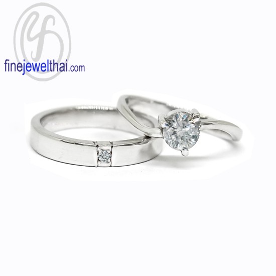 Finejewelthai-Diamond-CZ-Silver-Couple-White-Gold-Ring-R1005-1016cz Finejewelthai-Diamond-CZ-Silver-Couple-White-Gold-Ring-R1005-1016cz