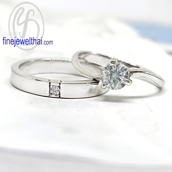 Finejewelthai-Diamond-CZ-Silver-Couple-White-Gold-Ring-R1005-1016cz