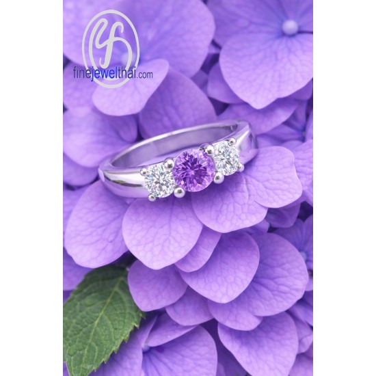แหวนอะเมทิสต์-เพชรcz-แหวนเงิน-แหวนพลอยแท้-R1012amt แหวนอะเมทิสต์-เพชรcz-แหวนเงิน-แหวนพลอยแท้-R1012amt