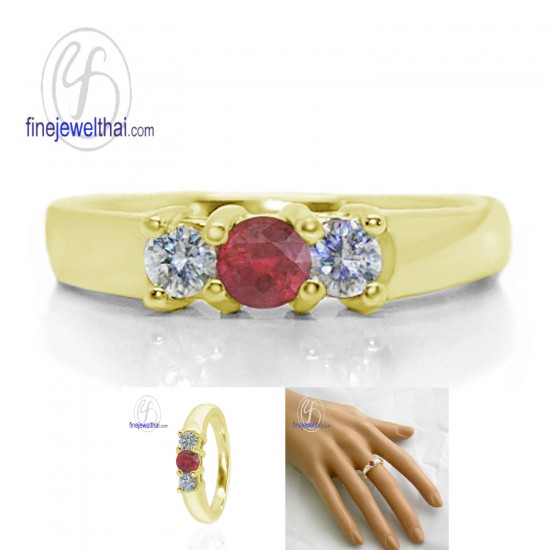 แหวนทับทิม-เพชรcz-แหวนเงิน-แหวนพลอยแท้-R1012rb
