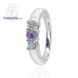 แหวนอะเมทิสต์-เพชรcz-แหวนเงิน-แหวนพลอยแท้-R1012amt