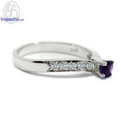 แหวนอะเมทิสต์-แหวนเงิน-แหวนเพชร-R1017amt แหวนอะเมทิสต์-แหวนเงิน-แหวนเพชร-R1017amt