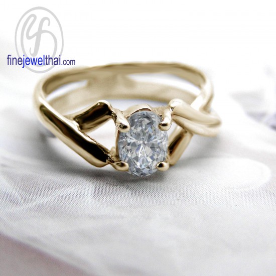 Diamond-CZ-Silver-Pink-Gold-Wedding-Ring-Finejewelthai-R1040cz-OV2-pg