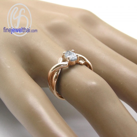 Diamond-CZ-Silver-Pink-Gold-Wedding-Ring-Finejewelthai-R1040cz-OV2-pg
