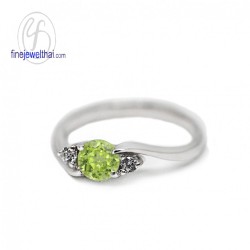 แหวนเพอริดอท-เพชรcz-แหวนเงิน-แหวนพลอย-แหวนประจำเดือนเกิด-R1072pd
