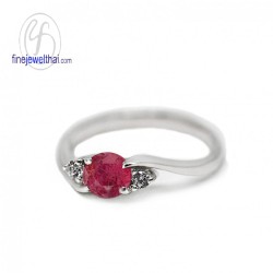 แหวนทับทิม-เพชรcz-แหวนเงิน-แหวนพลอย-ทับทิมแท้-R1072rb