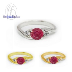 แหวนทับทิม-เพชรcz-แหวนเงิน-แหวนพลอย-ทับทิมแท้-R1072rb
