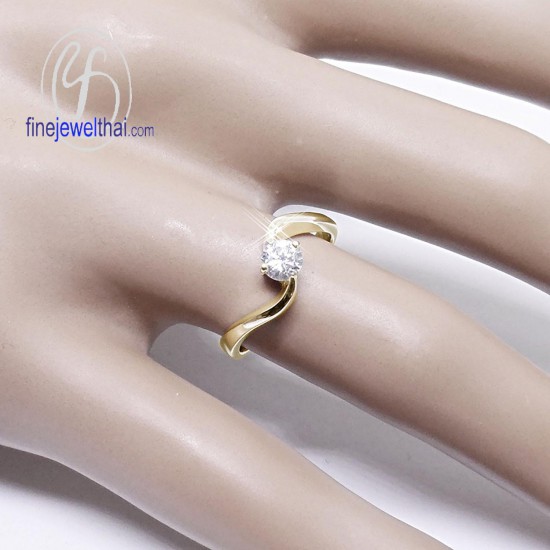 Finejewelthai-Diamond-CZ-Silver-Couple-Gold-Ring-R1005-1073cz-g