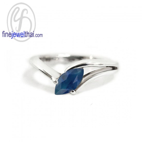 Blue-sapphire-Birthstone-Silver-Ring-R1100bl