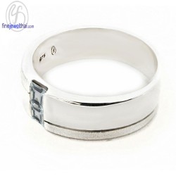 แหวนอะความารีน แหวนเงิน แหวนพลอยแท้-R1106aqm