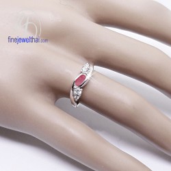 แหวนทับทิม-เพชรcz-แหวนเงิน-แหวนพลอย-ทับทิมแท้-R1109rb