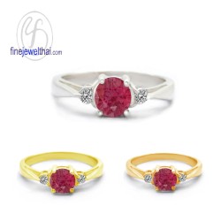 แหวนทับทิม-เพชรcz-แหวนเงิน-แหวนพลอย-ทับทิมแท้-R1110rb
