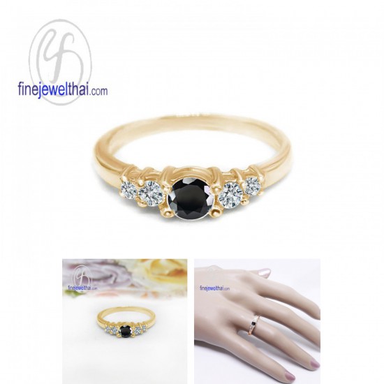 Black-Spinel-Onyx-Diamond-CZ-Silver-Ring-Finejewelthai-R1116on