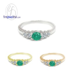 แหวนมรกต-แหวนเพชร-แหวนเงิน-มรกตแท้-เพชรสังเคราะห์-เงินแท้925-R1116em