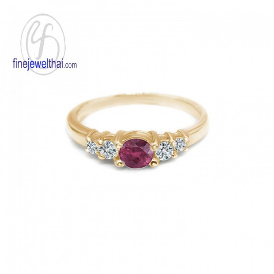 Ruby-Diamond-CZ-Silver-Pink-Gold-Ring-Finejewelthai-R1116rb-pg