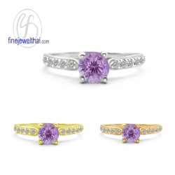แหวนอะเมทิสต์-แหวนเงิน-แหวนพลอยแท้-เพชรcz-แหวนประจำเดือนเกิด-R1129am