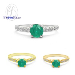 แหวนมรกต-เพชรcz-แหวนเงิน-แหวนพลอยแท้-R1129em