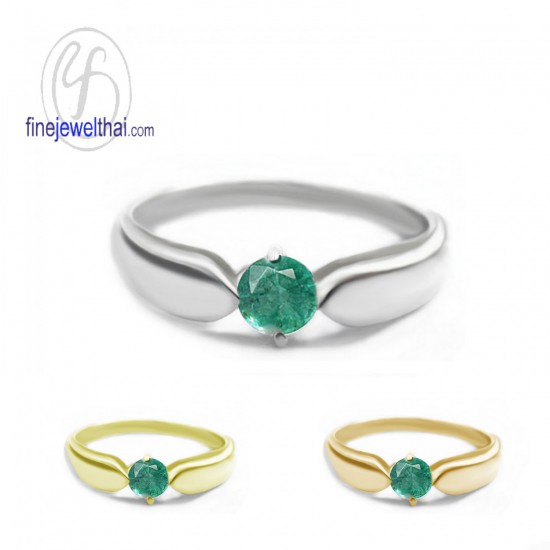 Emerald-Birthstone-Silver-Ring-R1131em