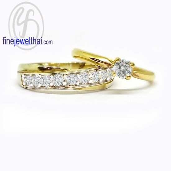Finejewelthai-Diamond-CZ-Silver-Couple-Gold-Ring-R1147-1183cz-g Finejewelthai-Diamond-CZ-Silver-Couple-Gold-Ring-R1147-1183cz-g
