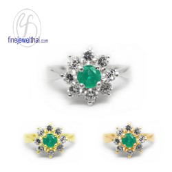 แหวนมรกต-เพชรcz-แหวนเงิน-แหวนพลอยแท้-R1152em