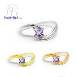 แหวนอะเมทิสต์-แหวนเงิน-แหวนพลอยแท้-เพชรcz-แหวนประจำเดือนเกิด-R1154am
