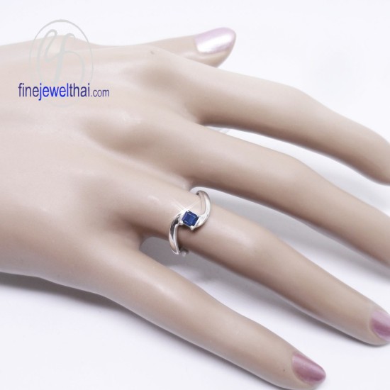 แหวนไพลิน-แหวนเงินแท้-แหวนพลอยแท้-แหวนพลอยประจำราศี-R1154bl