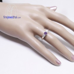 แหวนอะเมทิสต์-แหวนเงิน-แหวนพลอยแท้-เพชรcz-แหวนประจำเดือนเกิด-R1156am