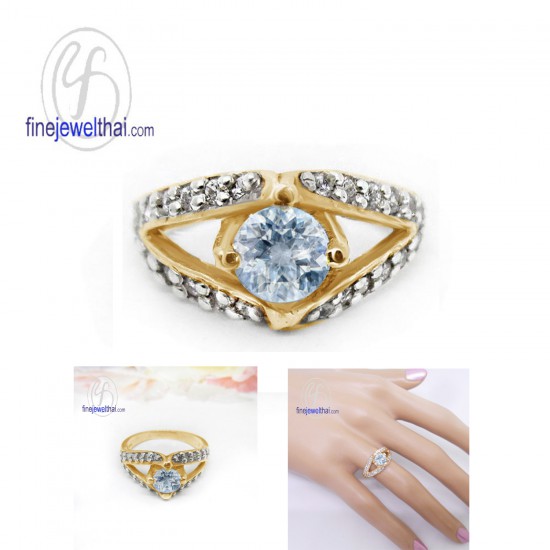 Aquamarine-Diamond-CZ-Silver-Birthstone-Ring-Finejewelthai-R1163aq