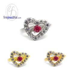 แหวนทับทิม-เพชรcz-แหวนเงิน-แหวนพลอย-ทับทิมแท้-R1166rb