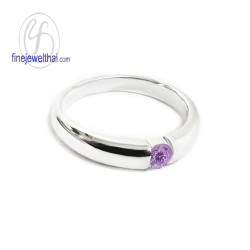 แหวนอะเมทิสต์-แหวนเงิน-แหวนพลอยแท้-เพชรcz-แหวนประจำเดือนเกิด-R1178am