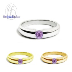 แหวนอะเมทิสต์-แหวนเงิน-แหวนพลอยแท้-เพชรcz-แหวนประจำเดือนเกิด-R1178am