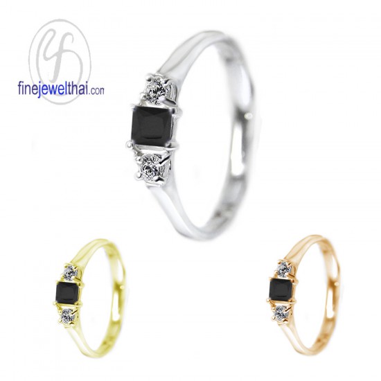 แหวนนิล-แหวนเพชร-แหวนเงิน-นิลแท้-เพชรสังเคราะห์-เงินแท้925-R1181on