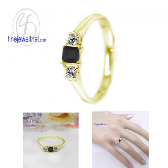 แหวนนิล-แหวนเพชร-แหวนเงิน-นิลแท้-เพชรสังเคราะห์-เงินแท้925-R1181on