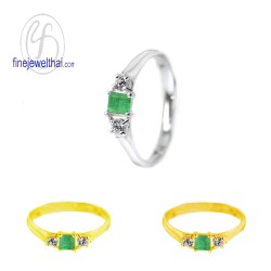 แหวนมรกต-แหวนเพชร-แหวนเงิน-มรกตแท้-เพชรสังเคราะห์-เงินแท้925-R1181em