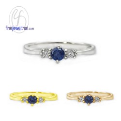 แหวนไพลิน-เพชรcz-แหวนเงิน-แหวนพลอย-แหวนประจำเดือนเกิด-R1182bl