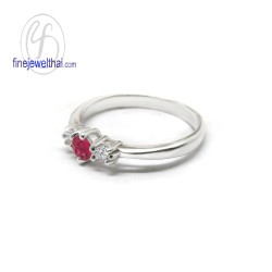 แหวนทับทิม-เพชรcz-แหวนเงิน-แหวนพลอย-ทับทิมแท้- R1182rb