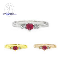 แหวนทับทิม-เพชรcz-แหวนเงิน-แหวนพลอย-ทับทิมแท้- R1182rb