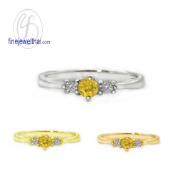 แหวนบุษราคัม-เพชรCz-แหวนเงิน-แหวนพลอยแท้-แหวนประจำเดือนเกิด-R1182yl