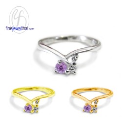 แหวนอะเมทิสต์-เพชรcz-แหวนเงิน-แหวนพลอยแท้-แหวนประจำเดือนเกิด-R1185am