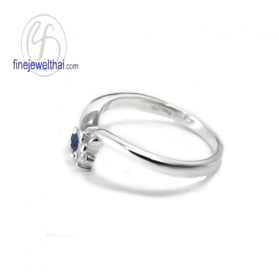 แหวนไพลิน-เพชรcz-แหวนเงิน-แหวนพลอย-แหวนประจำเดือนเกิด-R1185bl