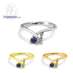 แหวนไพลิน-เพชรcz-แหวนเงิน-แหวนพลอย-แหวนประจำเดือนเกิด-R1185bl