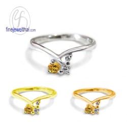 แหวนซิทริน-เพชรCz-แหวนเงิน-แหวนพลอยแท้-แหวนประจำเดือนเกิด-R1185ct