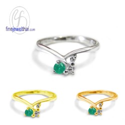 แหวนมรกต-เพชรcz-แหวนเงิน-แหวนพลอยแท้-R1185em