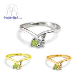 แหวนเพอริดอท-เพชรcz-แหวนเงิน-แหวนพลอย-แหวนประจำเดือนเกิด-R1185pd