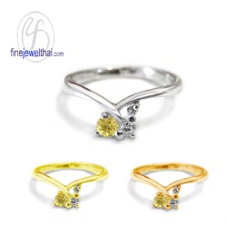 แหวนบุษราคัม-เพชรCz-แหวนเงิน-แหวนพลอยแท้-แหวนประจำเดือนเกิด-R1185yl